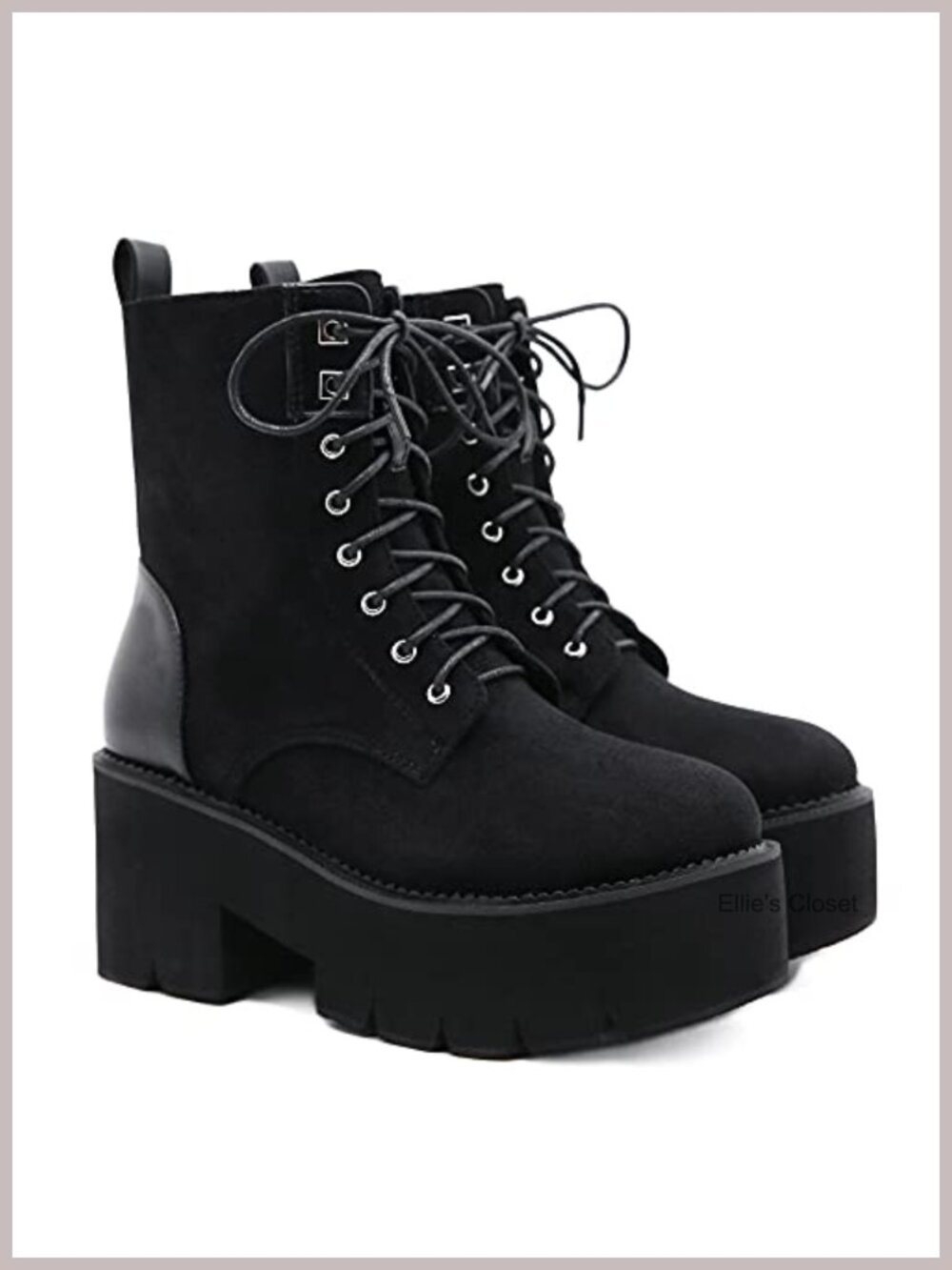 Platform Combat Boots Lace Up&Zipper Ankle Boots Chunky Heel - Picture 1 of 6